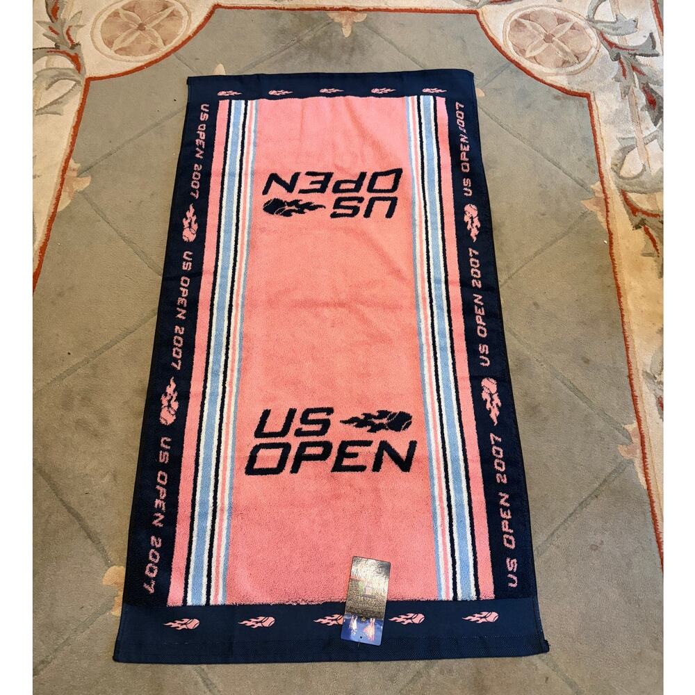 2007 US Open Tennis Towel Pink Navy USTA Official Licensed New Tag 23x43 NOS